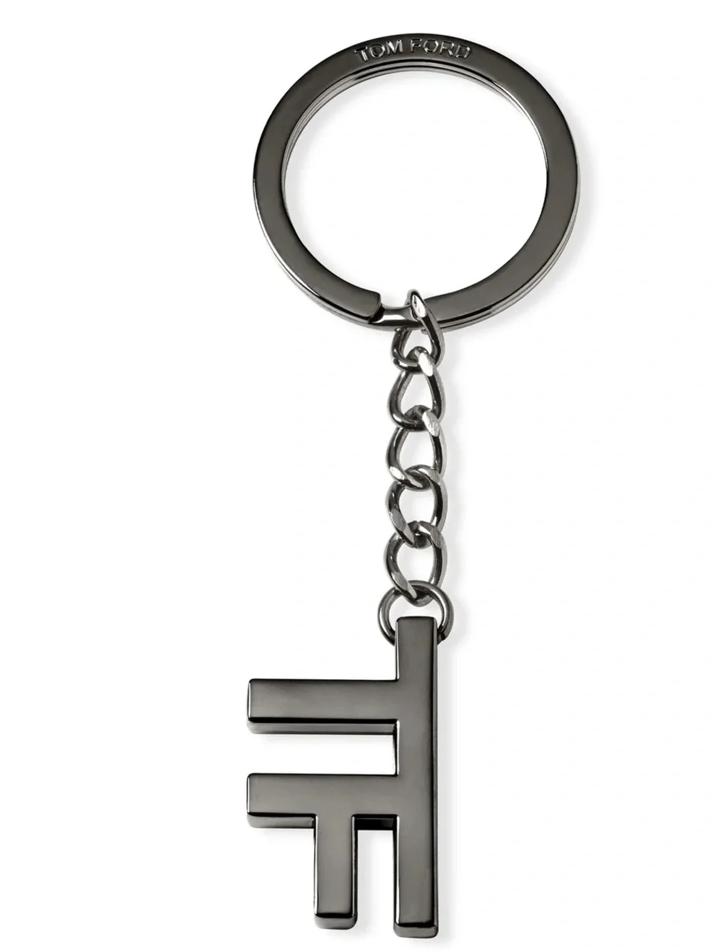 Tom Ford Beauty Metallic Gunmetal TF Logo Keychain
